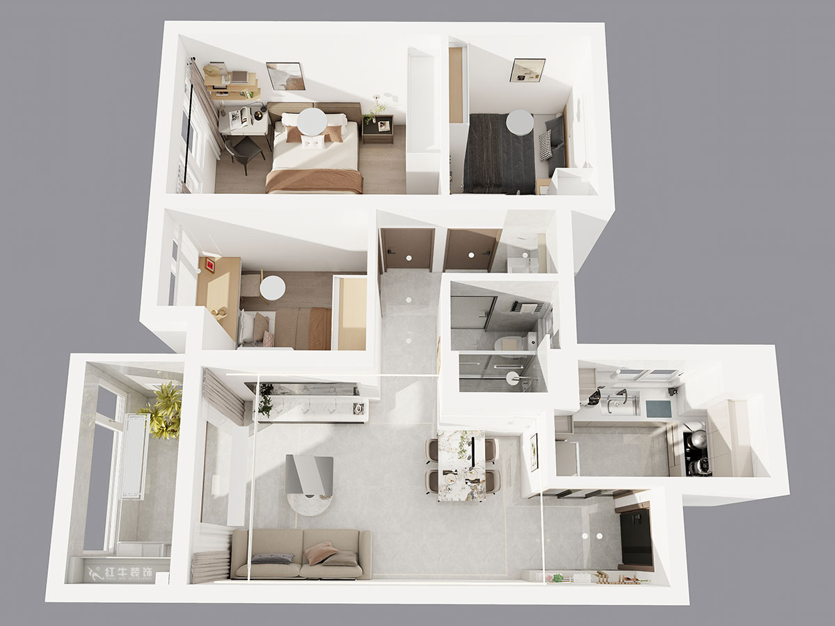 孟宪涛｜江城苑6-2-1704-88㎡-简约风格｜3室2厅1卫｜新房装修｜定制家｜全包12万｜00_04鸟瞰图